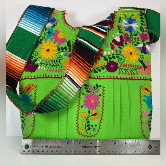 Handmade upcycled Mexican embroidered crossbody purse bag - Picture 6 of 6